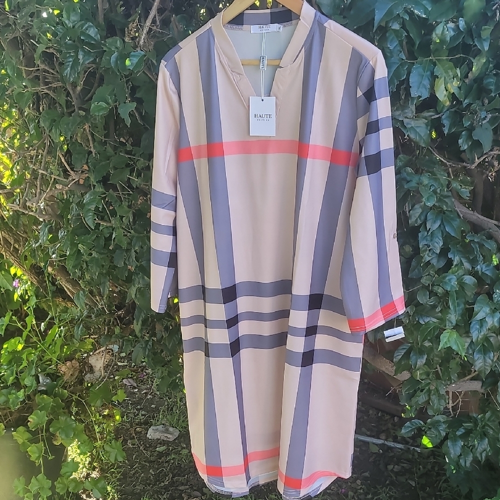 Haute Edition Shift Dress Roll Tab Quarter Sleeves NWT SZ XL